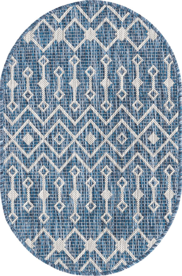 Unique Loom Blue Outdoor Trellis Rug - Vibrant 2' X 3' Design For Patios And Entryways, Weather Resistant Style Blue  3164295-unique-loom