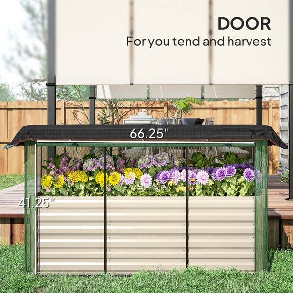 English Elm Galvanized Steel Raised Garden Bed with Hdpe Crop Cage and Shade Cloth Kit T3971P422481