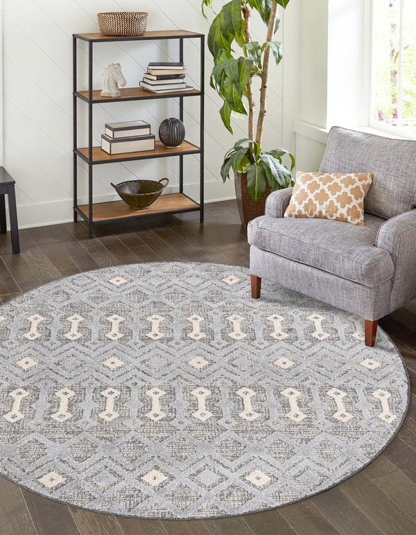 Unique Loom Sandy Elegant 3' Round Arlo Rug - Cozy Neutral Décor Accent For Any Home Style And Space Gray  3165569-unique-loom