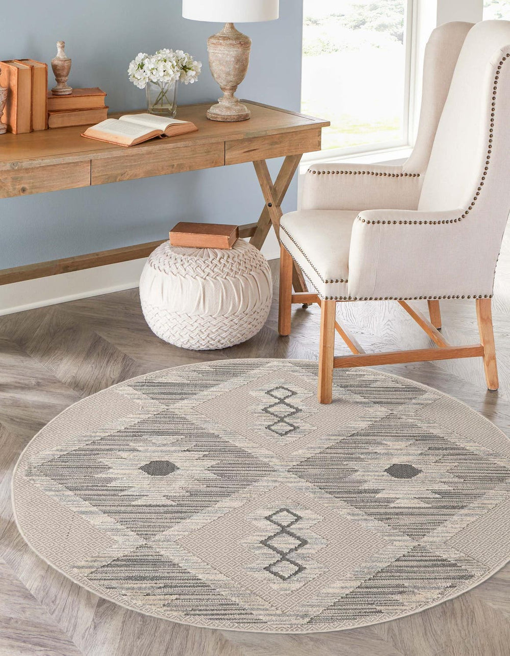 Unique Loom Sandy Elegant 3' Round Arlo Rug - Cozy Neutral Décor Accent For Any Home Style And Space Gray  3165513-unique-loom