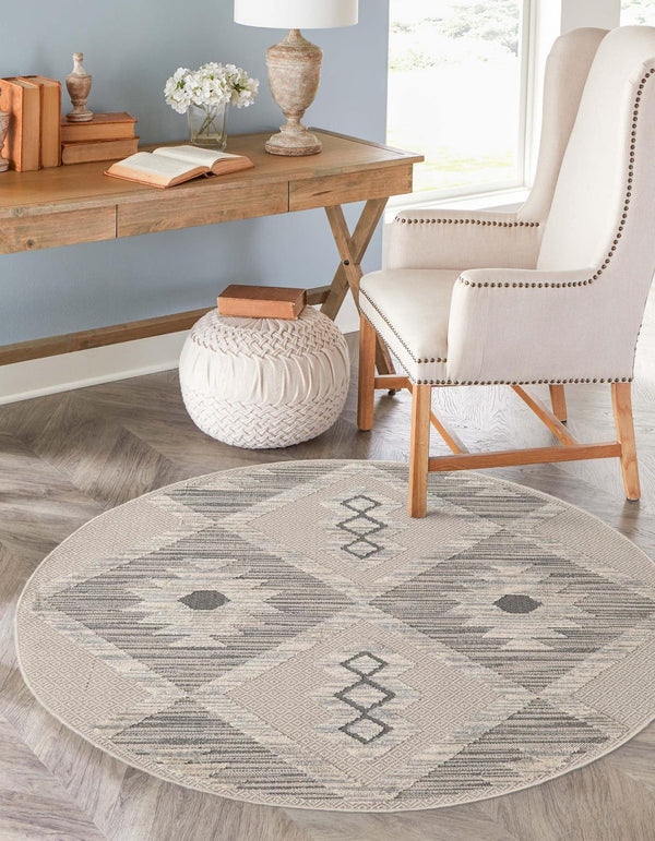 Unique Loom Sandy Elegant 3' Round Arlo Rug - Cozy Neutral Décor Accent For Any Home Style And Space Beige  3165588-unique-loom