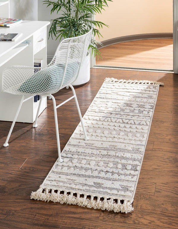 Unique Loom Charcoal Modern Area Rug For Entryways, Stylish And Durable Design For Contemporary Interiors Beige  3165634-unique-loom