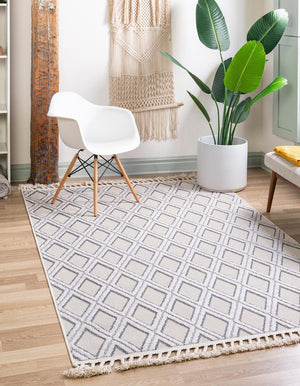 Unique Loom Charcoal Modern Area Rug For Entryways, Stylish And Durable Design For Contemporary Interiors Beige  3165643-unique-loom