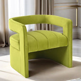 Christopher Knight Home® - Noble House - - Modern Velvet Accent Chair With Ribbed Detail, Luxury Curved Fully Upholstered Accent Chair, Green (No Assembly Needed)