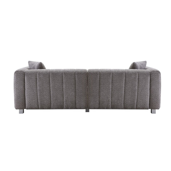 English Elm 83.46'' Velvet Three Seat Sofa Bubble Upholstered Couch with Sleek Metal Legs for Living Room Gray W2795S00039