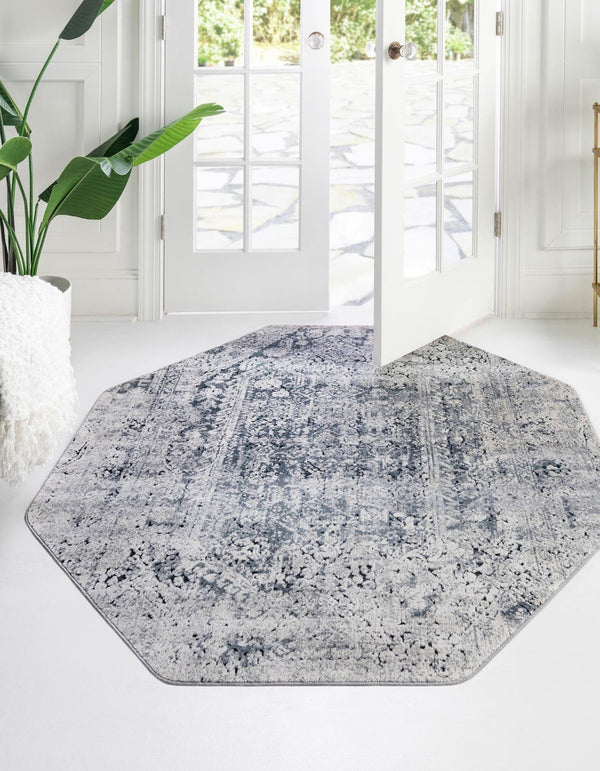 Unique Loom Gray Chateau Round Rug - Elegant 5-foot Diameter Design For Sophisticated Living Spaces & Comfort Gray  3166415-unique-loom