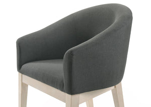 English Elm Orsola Gray Fabric Barrel Accent Chairs with Oak Legs for Modern Living Rooms Set of 2 B2749P413297
