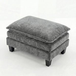 English Elm Modern Chenille Three Seat Sofa with Ottoman Usb Charging Ports and Storage Pockets Dark Grey W2519S00003
