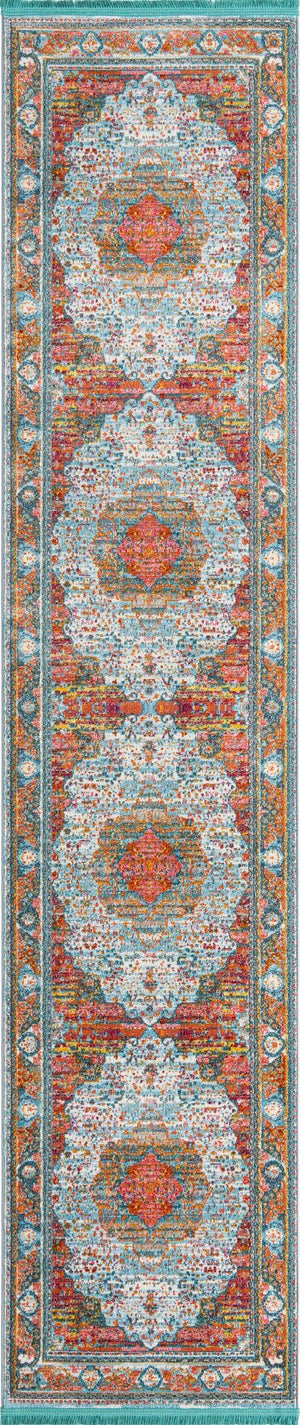 Unique Loom Turquoise 8-foot Runner Rug - Bright, Durable Design Perfect For High-traffic Areas And Décor Blue  3167076-unique-loom