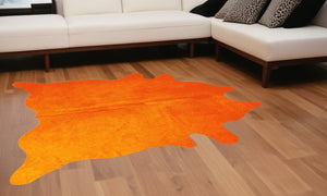 Homeroots 72" X 84" Orange Cowhide - Rug Orange Cowhide 316710