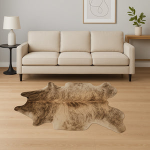 HomeRoots 6' X 7' Cowhide Print Area Rug - Contemporary Brown and Black Design for Modern Living Spaces Zebu 316714