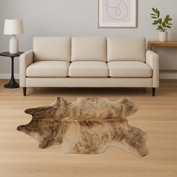 HomeRoots 6' X 7' Cowhide Print Area Rug - Contemporary Brown and Black Design for Modern Living Spaces Zebu 316714