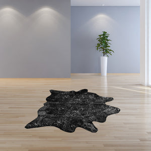Homeroots Black And Silver Cowhide Animal Print Area Rug Black,Silver Cowhide 316715