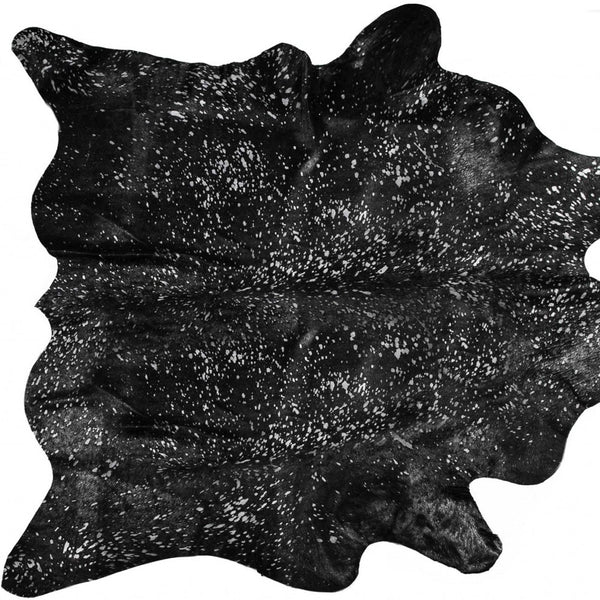 Homeroots Black And Silver Cowhide Animal Print Area Rug Black,Silver Cowhide 316715
