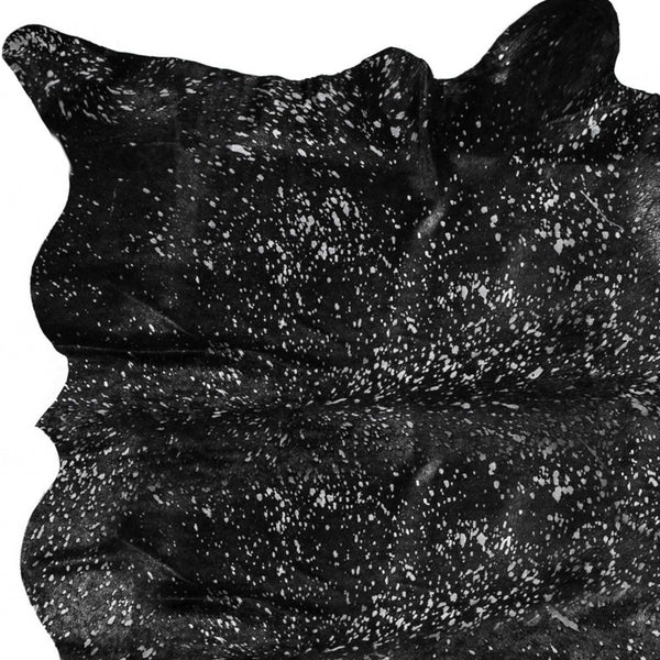 Homeroots Black And Silver Cowhide Animal Print Area Rug Black,Silver Cowhide 316715