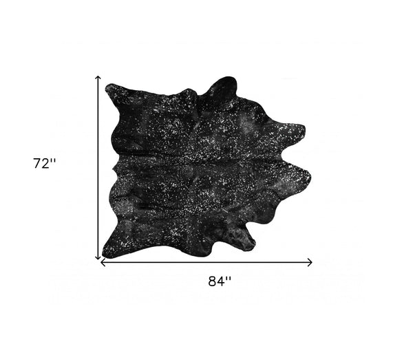 Homeroots Black And Silver Cowhide Animal Print Area Rug Black,Silver Cowhide 316715