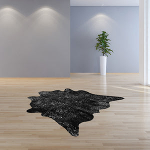 Homeroots 72" X 84" Black And Gold Cowhide - Area Rug Black,Gold Cowhide 316716