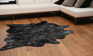 Homeroots 72" X 84" Black And Gold Cowhide - Area Rug Black,Gold Cowhide 316716