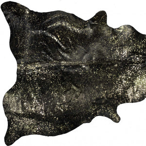 Homeroots 72" X 84" Chocolate And Gold Cowhide - Area Rug Chocolate,Gold Cowhide 316717