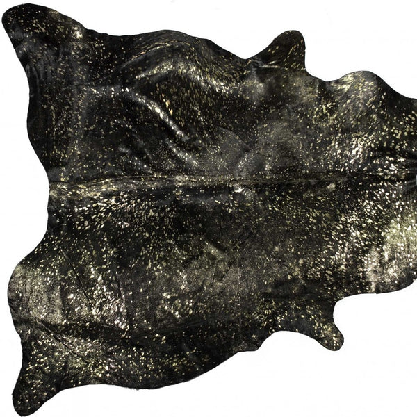 Homeroots 72" X 84" Chocolate And Gold Cowhide - Area Rug Chocolate,Gold Cowhide 316717