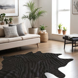 Homeroots 6' X 7' Black Cowhide Handmade Area Rug Black Cowhide 316718