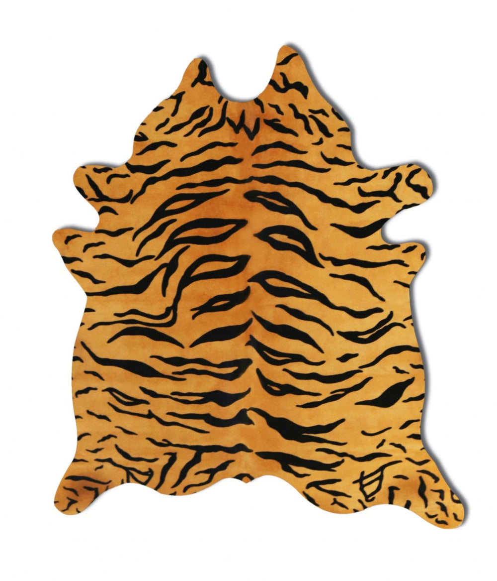 HomeRoots 72" Tiger Chocolate Cowhide Rug - Handcrafted Natural Elegance for Modern & Traditional Spaces 316722