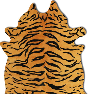 HomeRoots 72" Tiger Chocolate Cowhide Rug - Handcrafted Natural Elegance for Modern & Traditional Spaces 316722