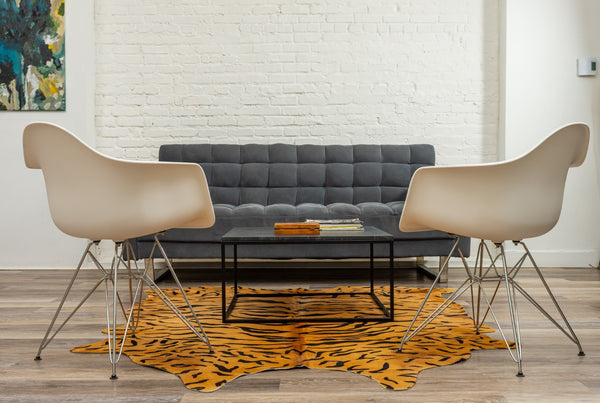 HomeRoots 72" Tiger Chocolate Cowhide Rug - Handcrafted Natural Elegance for Modern & Traditional Spaces 316722