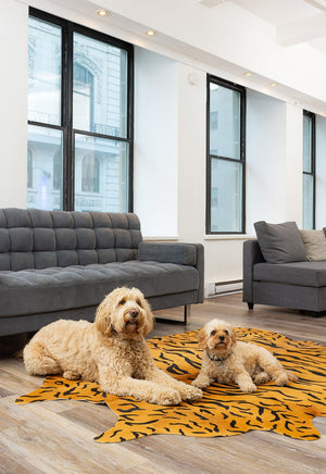 HomeRoots 72" Tiger Chocolate Cowhide Rug - Handcrafted Natural Elegance for Modern & Traditional Spaces 316722