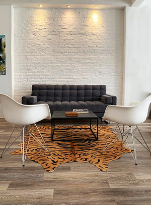 HomeRoots 72" Tiger Chocolate Cowhide Rug - Handcrafted Natural Elegance for Modern & Traditional Spaces 316722