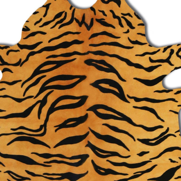 HomeRoots 72" Tiger Chocolate Cowhide Rug - Handcrafted Natural Elegance for Modern & Traditional Spaces 316722