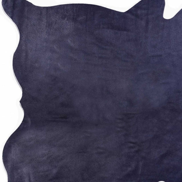 Homeroots 6' X 7' Navy Blue Cowhide Cowhide Area Rug Navy Cowhide 316746