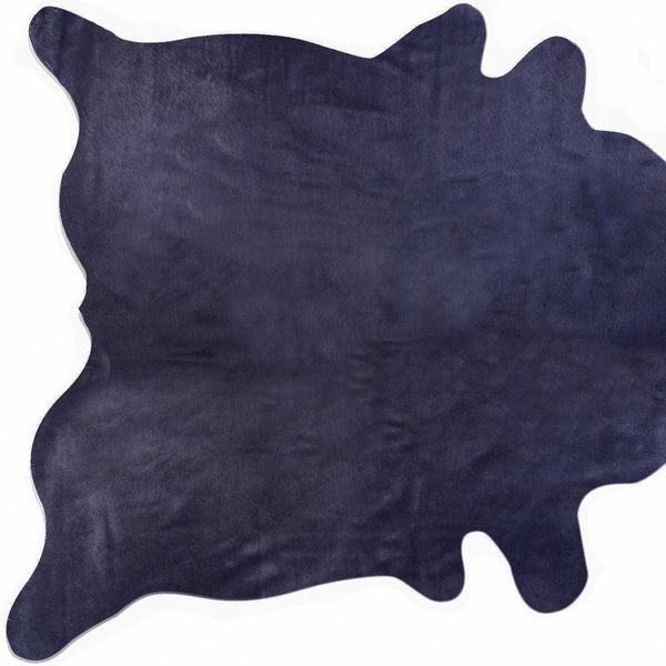 Homeroots 6' X 7' Navy Blue Cowhide Cowhide Area Rug Navy Cowhide 316746