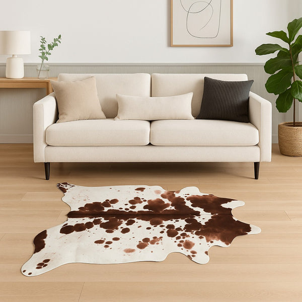HomeRoots 6' X 7' White Cowhide Print Area Rug - Premium Quality, Durable, Unique Design for Stylish Interiors 316747