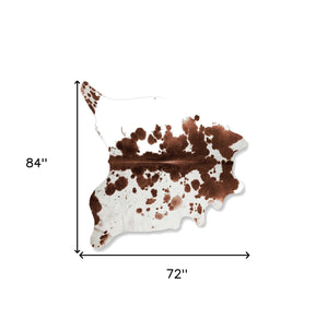Homeroots 72" X 84" Brown White Cowhide - Rug  Cowhide 316747