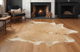 Homeroots 72" X 84" Tan And White Cowhide - Rug Tan,White Cowhide 316748