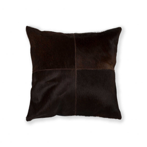 Homeroots 18" Chocolate Brown Cowhide Throw Pillow Chocolate  316763