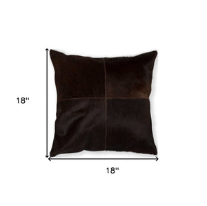 Homeroots 18" Chocolate Brown Cowhide Throw Pillow Chocolate  316763