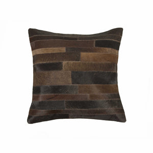 Homeroots 18" Chocolate Cowhide Throw Pillow Chocolate  316768