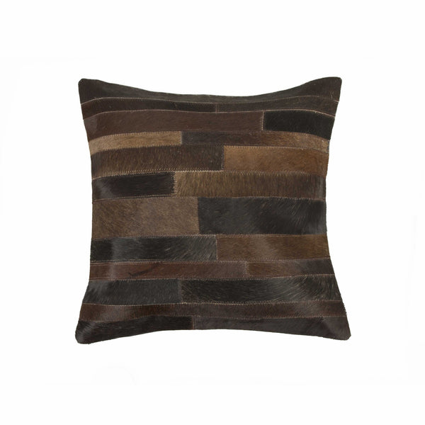 Homeroots 18" Chocolate Cowhide Throw Pillow Chocolate  316768