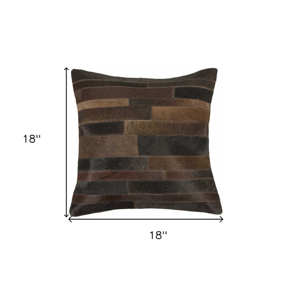 Homeroots 18" Chocolate Cowhide Throw Pillow Chocolate  316768