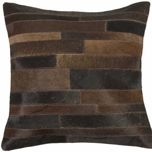 Homeroots 18" Chocolate Cowhide Throw Pillow Chocolate  316768