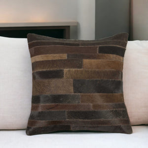 Homeroots 18" Chocolate Cowhide Throw Pillow Chocolate  316768