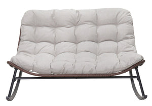 English Elm Double Papasan Rocking Chair Outdoor Pe Rattan Bowl Seat for Patio or Backyard W3990P423123