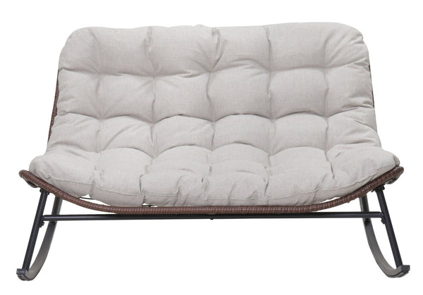 English Elm Double Papasan Rocking Chair Outdoor Pe Rattan Bowl Seat for Patio or Backyard W3990P423123
