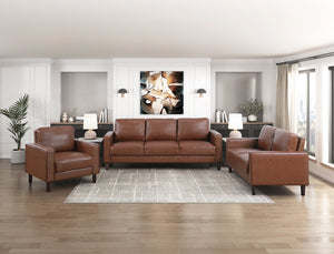 English Elm Modern 3-Piece Living Room Furniture Set - Sofa, Loveseat & Chair In Rich Chocolate Faux Leather B011S01978