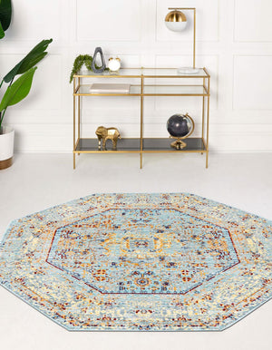 Unique Loom Light Austin Rug - Contemporary 4' Round Design In Refreshing Light Blue For Cozy Spaces Blue  3168073-unique-loom