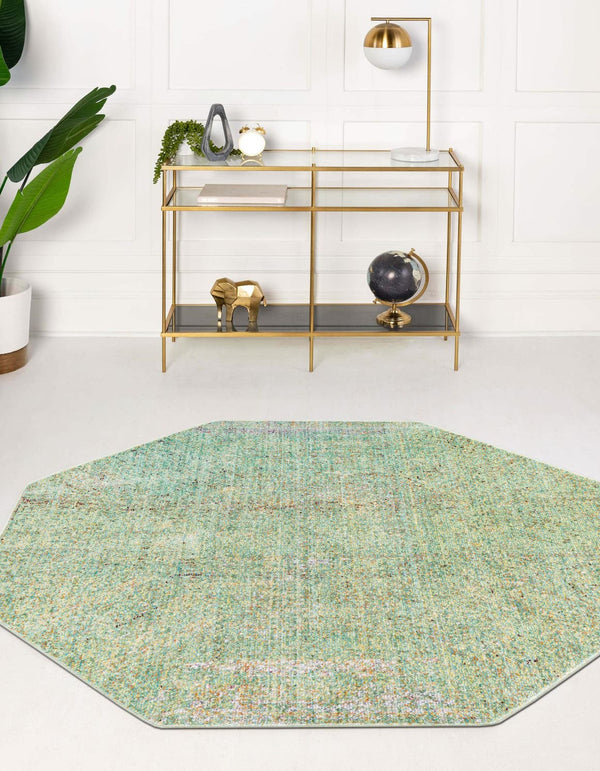 Unique Loom Light Austin Rug - Contemporary 4' Round Design In Refreshing Light Blue For Cozy Spaces Green  3168078-unique-loom