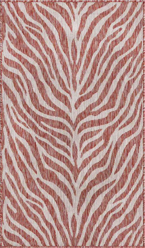 Unique Loom Rust Outdoor Safari Rug - Stylish 2' X 3' Accent For Patios And Sunrooms With Durable Design Red  3168091-unique-loom