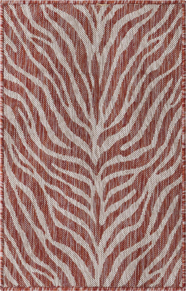 Unique Loom Rust Outdoor Safari Rug - Stylish 2' X 3' Accent For Patios And Sunrooms With Durable Design Red  3168093-unique-loom